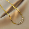 Titanium Steel Women's Necklace Light Luxury Geometric Snake Bone Chain Mixed Gem Inlay Electroplating
