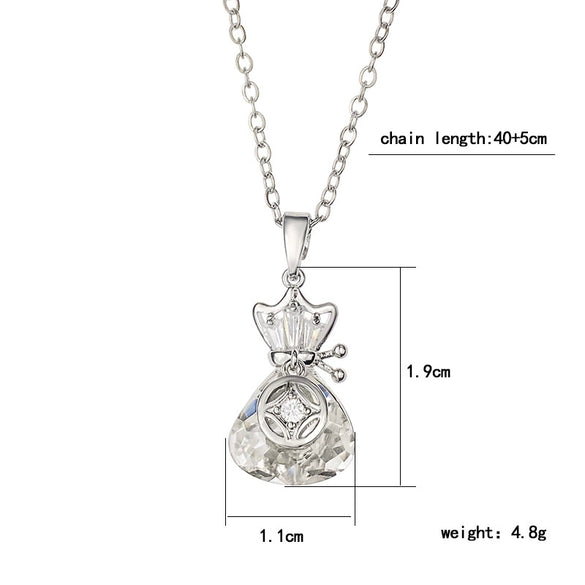 Titanium Steel Women's Necklace With Artificial Crystal Fortune Pendant And Diamond Design Cross Chain Style