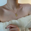 Titanium Steel Women's Necklace With French Retro Style Tulip Embossed And Geometric Pattern And Electroplating Treatment