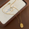 Titanium Steel Women's Necklace With French Retro Style Tulip Embossed And Geometric Pattern And Electroplating Treatment