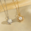 Titanium Steel Women's Necklace With Geometric Pattern Snowflake Pendant And Ochain 18K Gold Electroplated