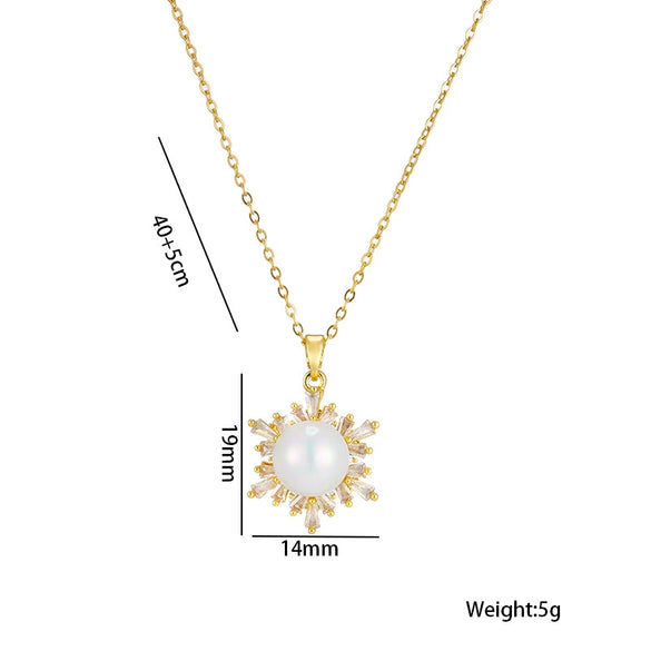 Titanium Steel Women's Necklace With Geometric Pattern Snowflake Pendant And Ochain 18K Gold Electroplated