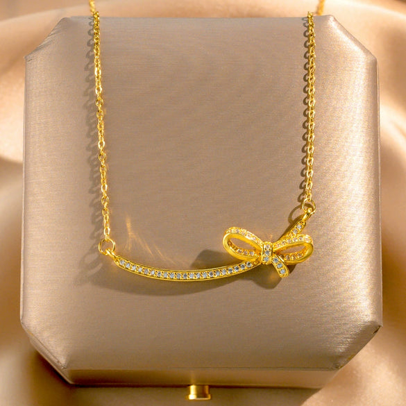 Titanium Steel Women's Necklace With Mixed Gem Inlay And Diamond Design Cross Chain Style