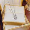 Titanium Steel Women's Niche Fashion Necklace With Mixed Gem Inlay And Geometric Pattern And Cross Chain