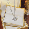 Titanium Steel Women's Niche Fashion Necklace With Mixed Gem Inlay And Geometric Pattern And Cross Chain