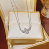 Titanium Steel Women's Niche Fashion Necklace With Mixed Gem Inlay And Geometric Pattern And Cross Chain