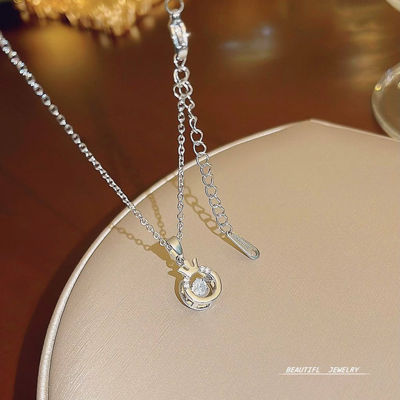 Titanium Steel Women's Niche Fashion Necklace With Mixed Gem Inlay And Geometric Pattern And Cross Chain