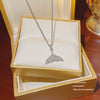 Titanium Steel Women's Niche Fashion Necklace With Mixed Gem Inlay And Geometric Pattern And Cross Chain