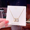 Titanium Steel Women's Niche Light Luxury Hletter Pendant Necklace With Mixed Gem Inlay And Real Gold Electroplated Chain Style Cross Chain
