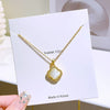 Titanium Steel Women's Niche Simple Clavicle Chain Necklace With Cat's Eye Fourleaf Clover And Mixed Gem Inlay And Diamond Design