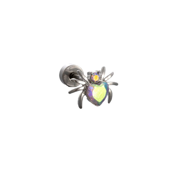 Titanium Steel Women's Niche Style Ear Nail With Inlaid Zircon Butterfly Spider Flower Animal Zodiac Pendant