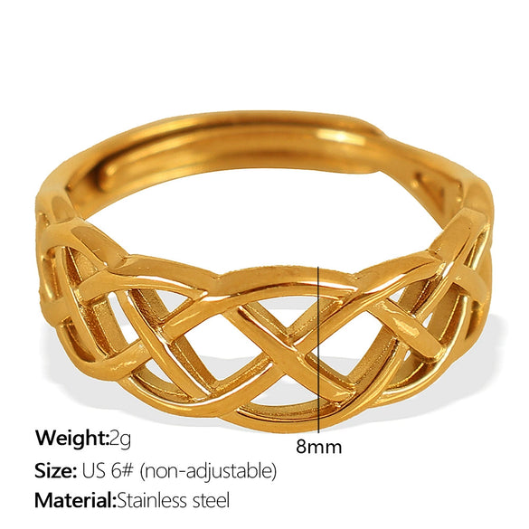 316L Stainless Steel Women's Open Hollow Geometric Fashion Light Luxury Ring With Electroplating