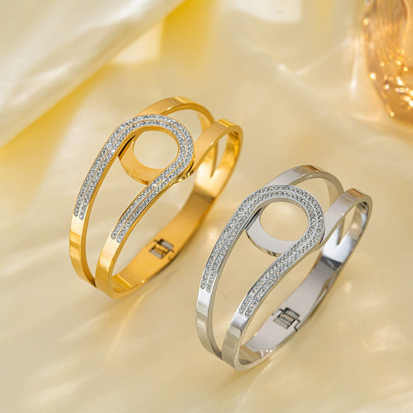 Titanium Steel Women's Opening Bracelet Gold Plated Light Luxury Niche High End Exquisite Vacuum Furnace Electroplated For Allergy Prevention And Color Retention