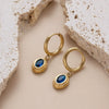 Titanium Steel Women's Oval Zircon Inlaid Pendant And Earrings With Geometric Style