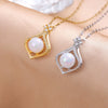 Titanium Steel Women's Pendant Necklace With Mixed Gemstone Inlay Geometric Pattern And Electroplating Treatment Water Drop Shape