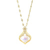 Titanium Steel Women's Pendant Necklace With Mixed Gemstone Inlay Geometric Pattern And Electroplating Treatment Water Drop Shape
