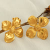 316L Stainless Steel Women's Retro Geometric Flower Earrings With Electroplating Design