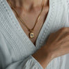 316L Stainless Steel Women's Retro Geometric Heart Love Pendant Clavicle Chain With Double Layer Snake Bone Chain And Mixed Gem Inlay And Electroplating Treatment