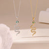 Titanium Steel Women's Retro Hiphop Snakeshaped Pendant Necklace With Colored Diamond Set Zircon Electroplated