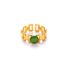 Titanium Steel Women's Ring Inlaid With Natural Stone Geometric Minimalist Style Electroplated