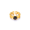 Titanium Steel Women's Ring Inlaid With Natural Stone Geometric Minimalist Style Electroplated