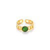 Titanium Steel Women's Ring Inlaid With Natural Stone Geometric Style Electroplated