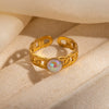 Titanium Steel Women's Ring Inlaid With Natural Stone Geometric Style Electroplated