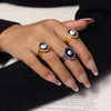 Titanium Steel Women's Ring With Geometric Devil's Eye Design And Electroplating Treatment