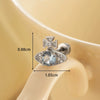 Titanium Steel Women's Sea Blue Saturn Shaped Ear Nail With Zirconia Design