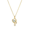 Titanium Steel Women's Star Pattern Mixed Gem Inlay Pendant Necklace With Cross Chain