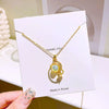 Titanium Steel Women's Star Pattern Mixed Gem Inlay Pendant Necklace With Cross Chain