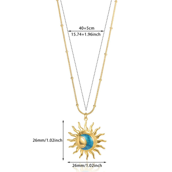 Titanium Steel Women's Sun Pendant Necklace Fashion Design Light Luxury Niche High End Jewelry Cross Chain Electroplated