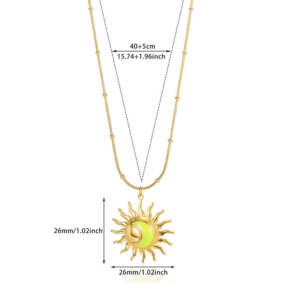 Titanium Steel Women's Sun Pendant Necklace Fashion Design Light Luxury Niche High End Jewelry Cross Chain Electroplated