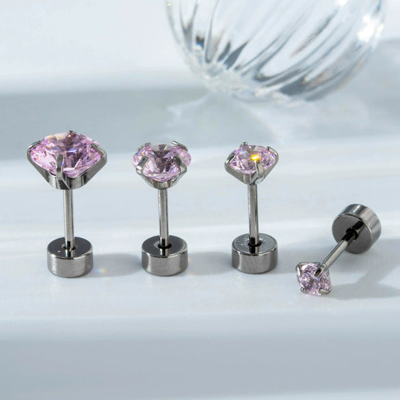 Titanium Steel Women's Sweet Geometric Inlaid Zircon Ear Nails