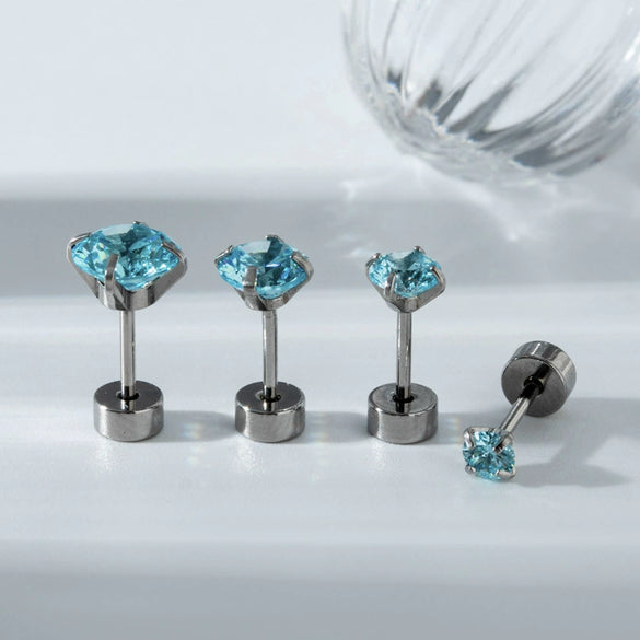 Titanium Steel Women's Sweet Geometric Inlaid Zircon Ear Nails