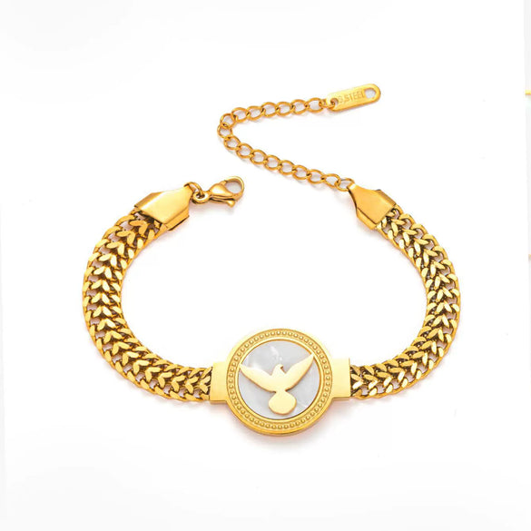 Titanium Steel Women's Vintage Hiphop Style Bracelet With Animals And Zodiac Signs Electroplated