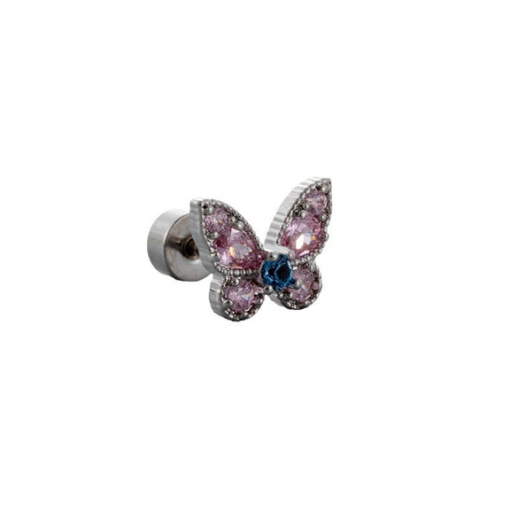 Titanium Steel Women's Zirconia Butterfly Love Bow Ear Nails