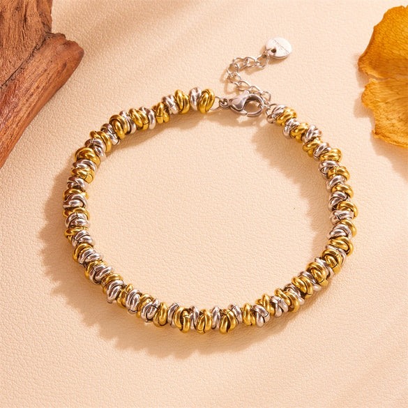 Titanium Steel Woven Ring Bracelet Cartoon And Plant Flowers Style Electroplated