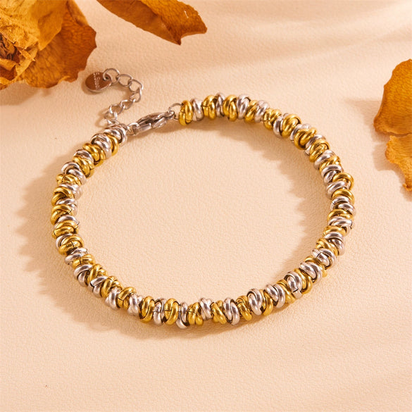 Titanium Steel Woven Ring Bracelet Cartoon And Plant Flowers Style Electroplated