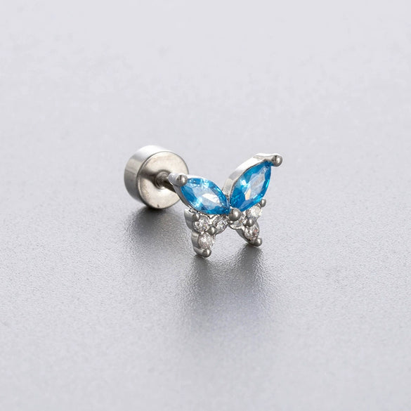 Titanium Steel Zircon Butterfly Women's Little Fresh Style Ear Nails