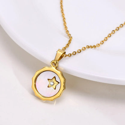 Titanium Steel Zircon Clavicle Chain Personality Shell Xingx Pendant Niche Gold Necklace S-shaped Necklace Ins Style Twin