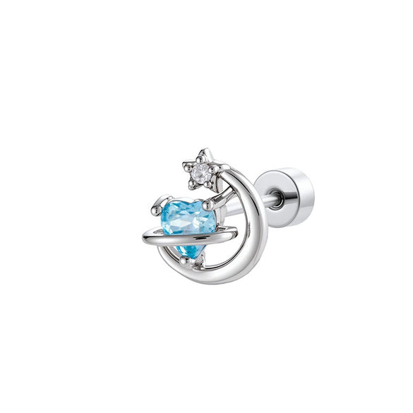 Titanium Steel Zircon Crescent Ear Bone Nail Piercing Earrings For Women Fashion Style
