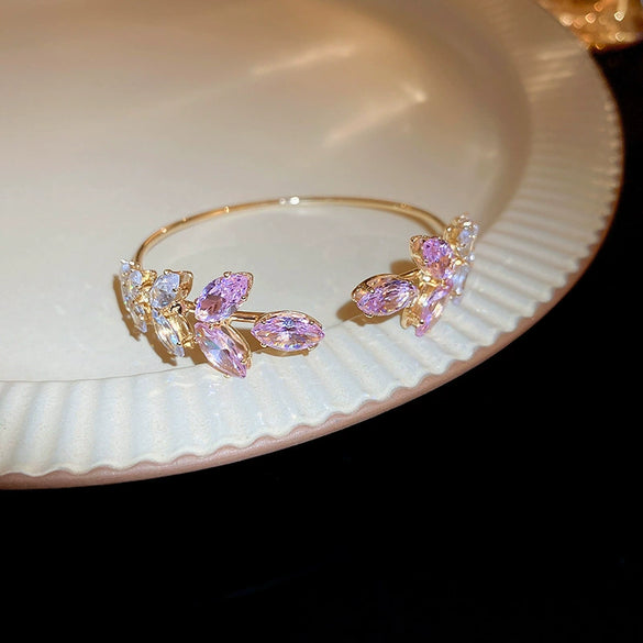 Titanium Steel Zircon Electroplated Real Gold Niche Geometric Bracelet For Women