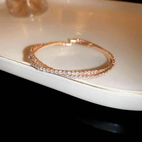 Titanium Steel Zircon Electroplated Real Gold Niche Geometric Bracelet For Women