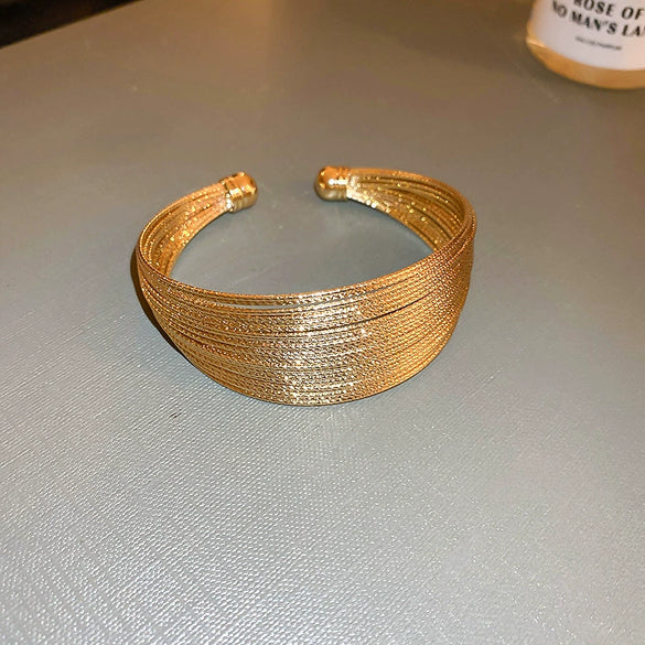 Titanium Steel Zircon Electroplated Real Gold Niche Geometric Bracelet For Women