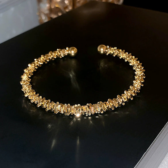 Titanium Steel Zircon Electroplated Real Gold Niche Geometric Bracelet For Women