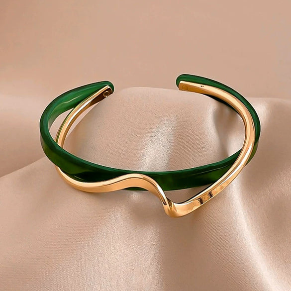 Titanium Steel Zircon Electroplated Real Gold Niche Geometric Bracelet For Women