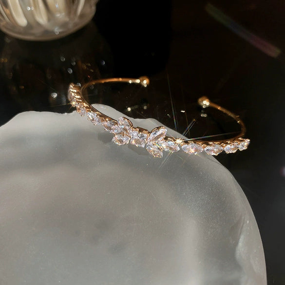 Titanium Steel Zircon Electroplated Real Gold Niche Geometric Bracelet For Women