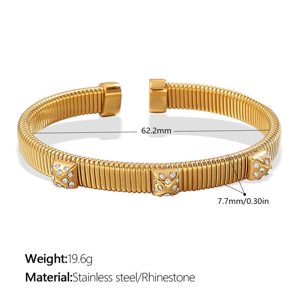 316L Stainless Steel Zircon Encrusted Bracelet Electroplated Simple Geometric Style Jewelry