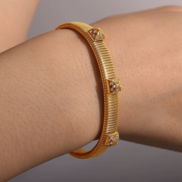 316L Stainless Steel Zircon Encrusted Bracelet Electroplated Simple Geometric Style Jewelry